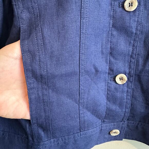 Coldwater Creek Journeys Lightweight Washable Linen Jacket Navy Blue XL - Picture 5 of 11